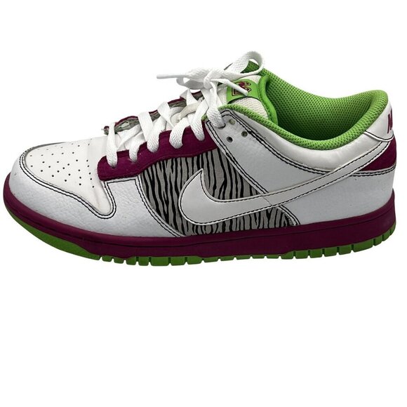 Nike Dunk Low Pro SB Womens 9 RARE Zebra White Burgundy Green Sneakers Skater - Picture 6 of 10